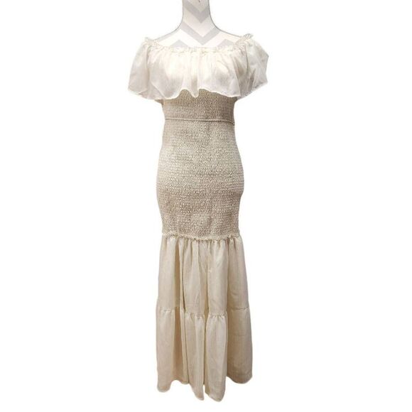 Simplee Size XL Off The Shoulder Ruffle Bodycon Maxi Dress - Picture 1 of 6